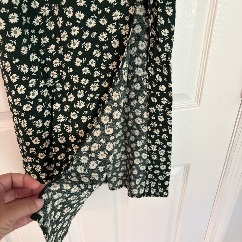 Reformation Size 0 Crimini Green Floral Slip Midi Dress with Side Slit Y2K - Picture 4 of 8